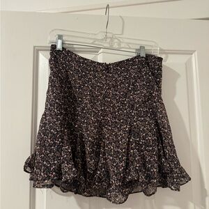 Dress Forum Black and Pink Floral Skater Skirt